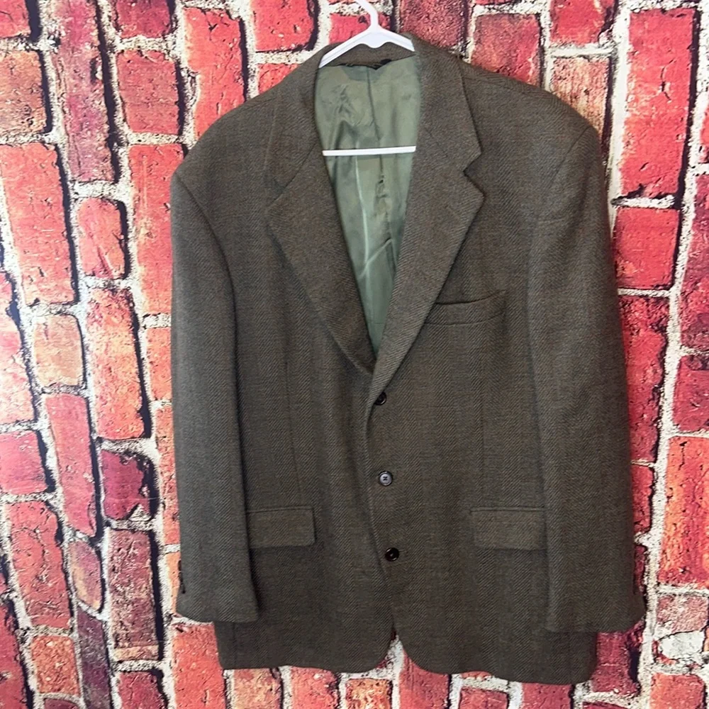 Vintage Southwick Neiman Marcus Green rust plaid Wool Jacket blazers 43 R